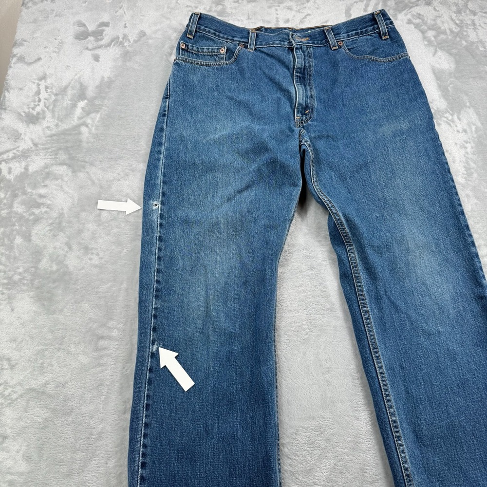 Levis 505 Jeans Mens 36x32 Blue Regular Fit Straight Leg Denim Made in USA - Picture 2 of 16